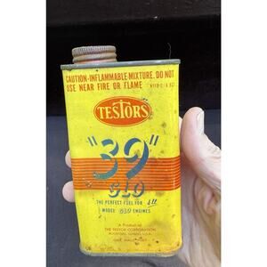 Vintage Testors 39 GOLDEN GLO PLUGS Half Pint Can THIMBLE DROME Engine Fuel -T26